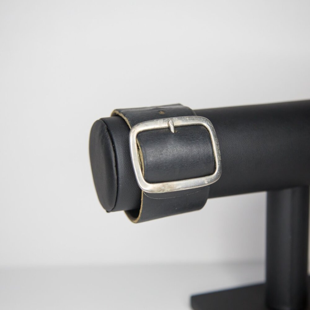 SOLD Vintage Gothic Punk Black Leather Cuff with Buckle